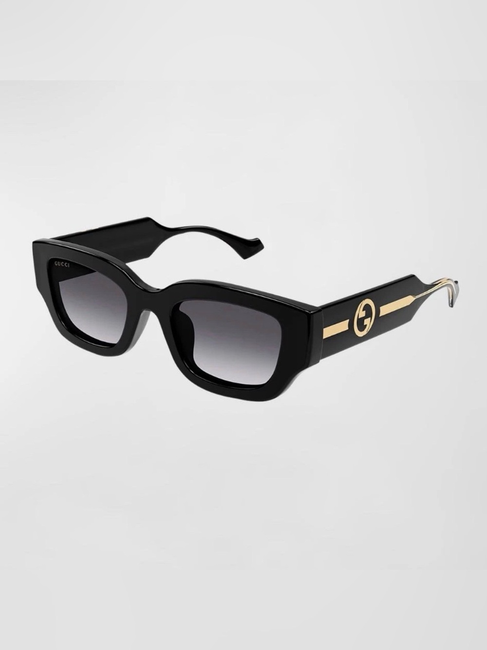 Gucci GG Logo Plastic Rectangle Sunglasses Black, Style GG1558SKMSRP $495